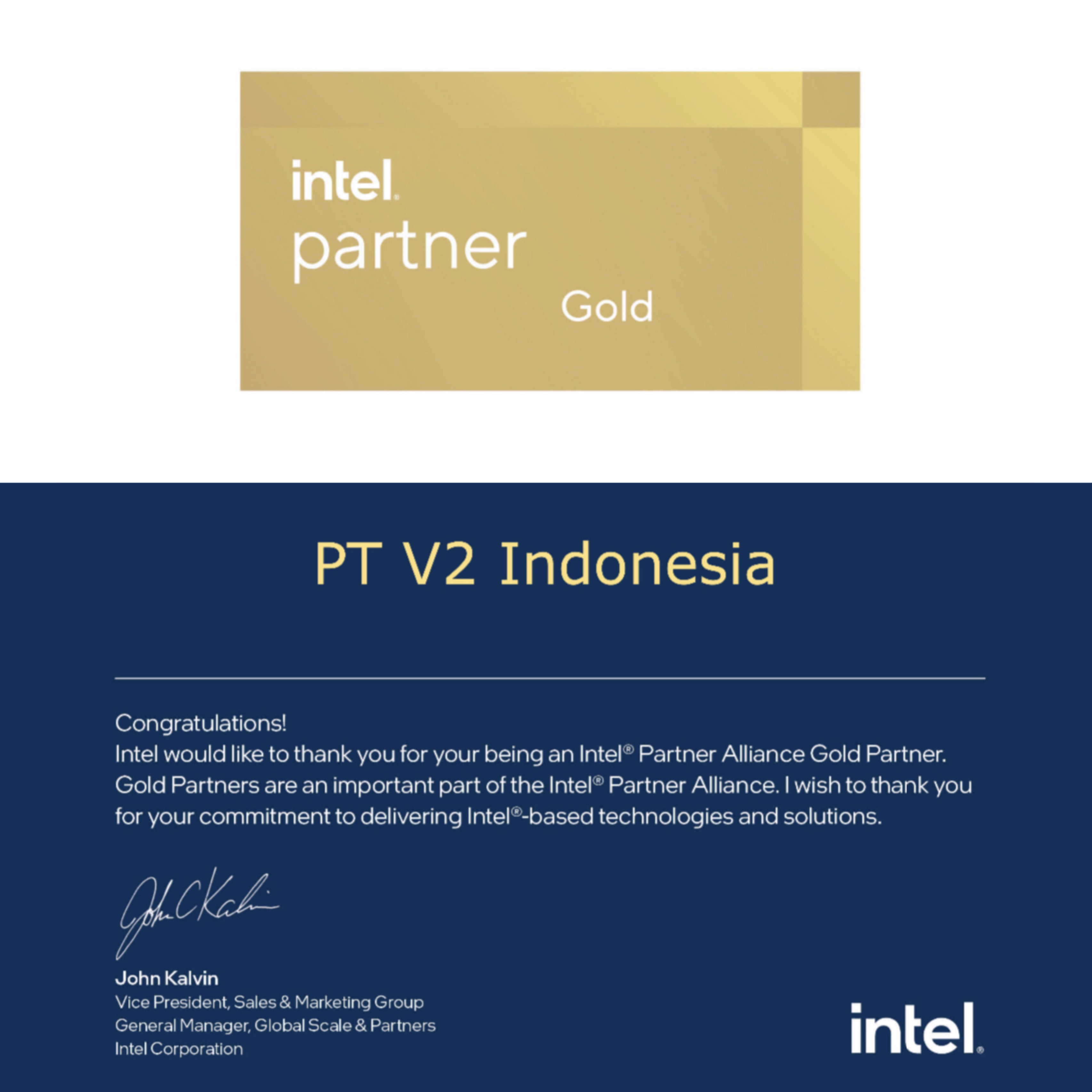 V2 Indonesia became a member of the Intel Partner Gold Alliance